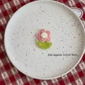 Pink handmade wool felt flower accessory for Christmas bouquets, size 5.5cm x 4cm - Peach Pink