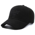 Klassische schwarze Baseballkappe mit 3D-Stickerei Gray 1947 und gebogenem Schirm - Verstellbar / Schwarz mit schwarzer Stickerei