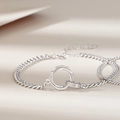 Sterling Silber Mobius Dornen Armband für Paare mit ineinandergreifenden Ringen in Silber - 925er Silber / Dorn Mobius Armband Herren