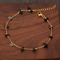 Bohemian gold chain bracelet featuring irregular black stones and lobster clasp closure - Bracelet-Black (Obsidian)