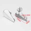 Silver triangle stud earring base with loop, 20mm DIY jewelry making component - Style 7 / Steel