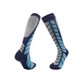 Blue and grey merino wool ski socks with reinforced heels and geometric knit design - 8207 Royal Blue/Lake Blue