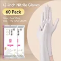 Extra long 12-inch white nitrile gloves, 60 pieces durable M size cleaning gloves - 60 Pieces Of 12-inch Size S White