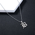 Silver gothic letter B pendant on bead chain necklace with geometric minimalist style - Stainless Steel Gothic Letter B Pendant Silver Ball Chain