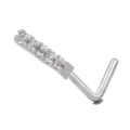 Silver L-shaped nose stud with clear cubic zirconia insets for women piercing - Row Zirconia Style (BD00418) / Silver