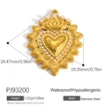 Golden stainless steel heart pendant with crown design and pearl edge, waterproof and hypoallergenic - Pearl Flame Heart Pendant PJ93200