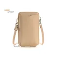 Mini bolso de hombro para móvil en color albaricoque con textura de cuero granulado - Albaricoque