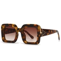 Gafas de sol cuadradas en carey con bisagras de metal dorado y lentes con degradado - Tortoise