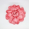 Elegant coral pink satin rose fabric flower accessory with layered petals and soft silk texture - Dual Use (Brooch/Hair Clip) / Watermelon red