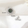 Silver round clover necklace clasp with white zircons and dark gray inlay detail - Palladium Colorful Shell Round Clasp