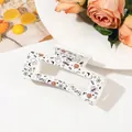 White rectangular Halloween hair claw clip with spooky pumpkins and bats print - Cream White Spooky Ghost