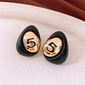 Orecchini vintage neri e oro con il numero 5 e un'elegante finitura opaca raffinata - 72# Perno in Argento Oro Nero Placcato Oro Vero
