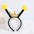 Kids bee headband with golden crown and yellow pom-pom antennae for party costume - No.16 Bee Headband