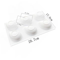 Detailed dimension guide for a 6-cavity white silicone baking mold with 28.7cm length - 6-Cavity Round Bottom Mango