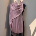 Elegant sparkling pink pashmina shawl with fringes for evening party and formal events - Standard / 180x70cm / Dusky Pink