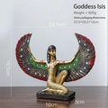Estatua de resina de la diosa Isis dorada con alas coloridas y medidas detalladas - Ornamento de la Diosa Egipcia Isis