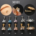 Studs de labret en titane G23 à filetage interne avec zircons pour piercings d'oreilles - Style 1 (Goutte d'eau) / Argenté