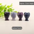 Set of 4 hand-carved fluorite angel figurines in natural purple and green tones, 2.5cm - Colorful Fluorite