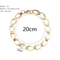 Detailed view of 18K gold plated 316L stainless steel chain necklace with measurements - Oval Link Style (NH-56-2)