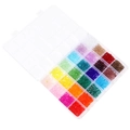 Detailed top view of 24-grid organizer box with colorful faceted crystal glass beads - 24-Grid Crystal Bicone Beads Set