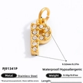 Golden stainless steel letter P pendant with sparkling cubic zirconia for DIY jewelry - Letter P
