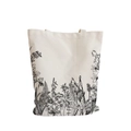 Daisy canvas tote bag in natural finish with vintage floral botanical print - Vintage Botanical Line Drawing