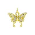 Golden butterfly pendant with white zircon inlays and 18K gold plated finish - Butterfly 472