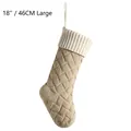 18 inch large beige cable knit Christmas stocking with white ribbed cuff and hanging loop - Large (46CM) / Linen & Ivory