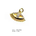 Golden eye charm with white zircon inlay and eyelash metal rays for jewelry making - Eye