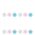 Set di 12 fiocchi di neve glitterati argento, rosa e blu per decorazioni natalizie - Set Combinato (Y-00321) / Blu/Rosa/Argento Misto