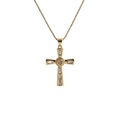 Minimalist gold cross pendant necklace with sparkling white zircons on a white background - A0242 Geometric Cross