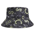 Close-up of the camo print and fluorescent yellow CLIMBER text on this bucket hat - Style 9-Fluorescent CLIMBER Camo