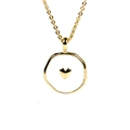 Macro detail of gold plated heart pendant necklace with white enamel inlay texture - White Heart