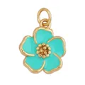 Copper tulip flower pendant charm with tiffany blue enamel and gold plating - Gold Frame Turquoise Five-Petal Flower