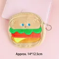 Monedero de peluche con diseño de hamburguesa y llavero sobre un fondo rosa suave - Aprox. 14 * 12,5 cm / Hamburguesa