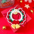 Detail of handmade knit Christmas pet collar with festive bell inside a red gift box - M / Christmas Snowflake Bell Collar