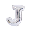 Silver foil alphabet balloon shaped as letter J for birthday party decorations - 32' Silver Chubby Letter Aluminum Foil Balloon (j)
