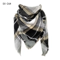 Plaid scarf in black, white, and khaki with fringe edges and soft cashmere texture - Grey/Black/Khaki Plaid