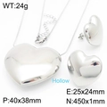 Conjunto de joyas de acero inoxidable con colgante de corazón hueco y pendientes - 24g / Estilo Pequeño / Color Acero (KS221107-KFC)