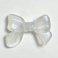 Luminous pearlescent white bow bead with glitter finish for DIY phone chain and crafts - 24x32mm / AB White