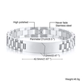 Polished silver stainless steel men's ID bracelet with 21cm length and 12mm width - Silver 12mm*21cm