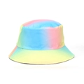 Tie-dye sun bucket hat with pink, sky blue and yellow gradient finish for outdoor wear - Pink Blue Yellow Gradient (#15)