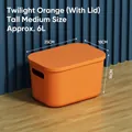 Twilight orange medium high storage box with lid, 6L capacity, 25x18x16cm desktop bin - Medium (25x18x16cm) / Twilight Orange