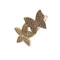 Verstellbarer goldener Ring mit zwei Schmetterlingen und glitzernden Zirkonia - Doppelter Schmetterling-Stil (CR0138CX) / Gold