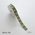 Green and white plaid Christmas ribbon with gold snowflakes, 1.5cm wide and 5m long - Green & White Plaid / 1.5cm Wide-5m/Roll