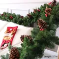 2.7m Christmas garland with artificial pine needles, red berries and pine cones decoration - Green Pine Needles With Large Cones 270cm