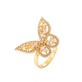 Elegant gold butterfly ring with zircon micro-pave setting and crystal accents - Ring / 10427-Butterfly Ring