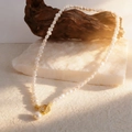 Baroque freshwater pearl necklace with 14K gold-plated OT clasp and pendant - TAT-329-2 Baroque OT Buckle