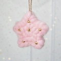 Étoile en feutre rose avec perles dorées et corde de chanvre pour décoration de Noël - Étoile / Rose Poudré