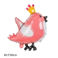 Pink cartoon bird foil balloon with yellow crown and white wings, size 49.5x60cm - Pink Love Bird